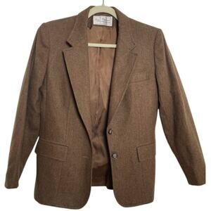 Evan Picone Wool Womens Blazer Size Small Country Side Brown Heritage Jacket